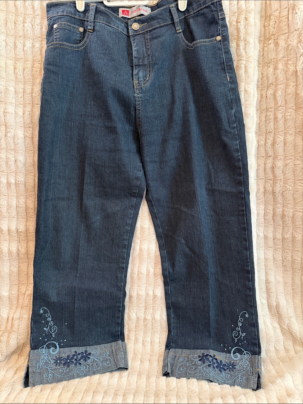 COS Dark Blue Relaxed Jeans with Embroidered Cuffs